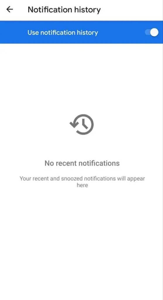 Notification History Button
