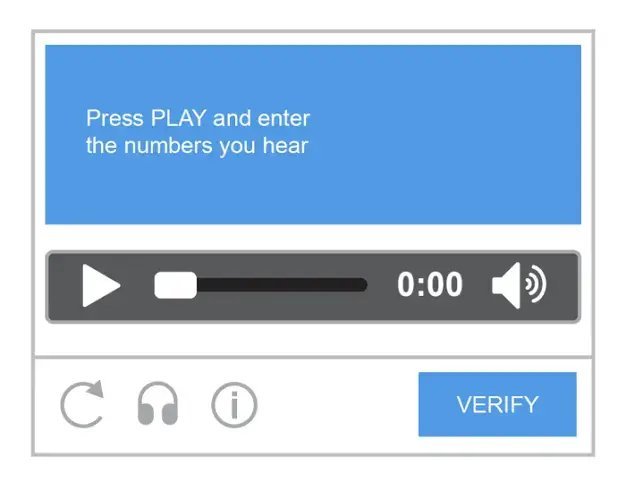 This is an audio captcha, a button is visible for audio play, for human verification.