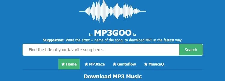 mp3goo website home page