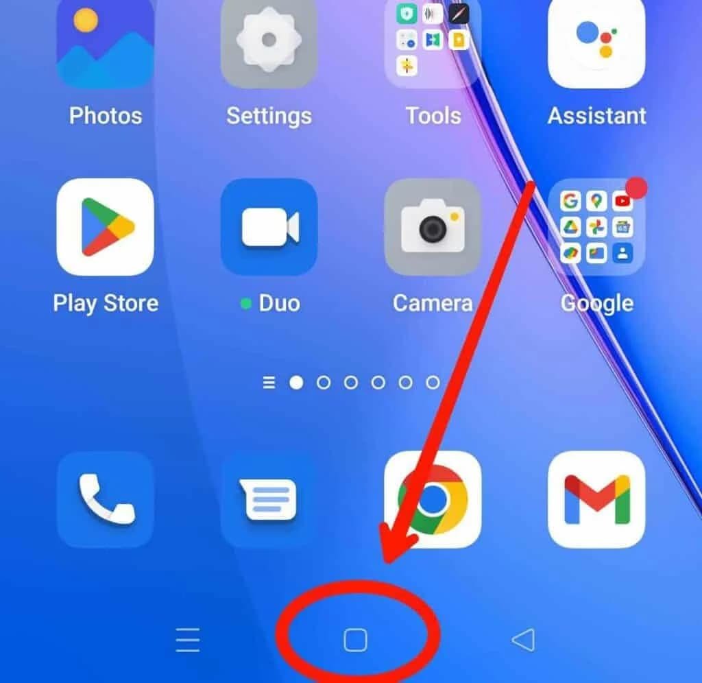 Red arrow pointing on mobile home button